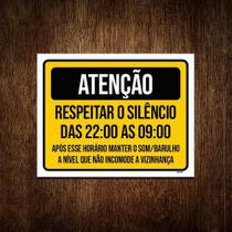 Kit 5 Placas Atenção Respeitar Silêncio Vizinhança