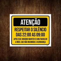 Kit 5 Placas Atenção Respeitar Silêncio Vizinhança