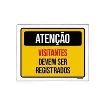 Kit 5 Placas Atenção Visitantes 18x23cm PSAI Adesivo Vinil