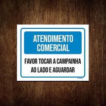 Kit 5 Placas Atendimento Comercial Favor Tocar Campainha