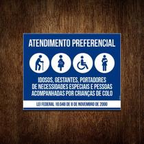 Kit 5 Placas Atendimento Portadores Necessidades