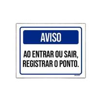 Kit 5 Placas Aviso Ao Entrar Ou Sair Registrar O Ponto