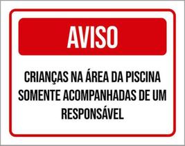 Kit 5 Placas Aviso Crianças Área Piscina Acompanhadas Kit 5 Placas Aviso Crianças Área Piscina Acompanhadas