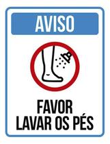 Kit 5 Placas Aviso Favor Lavar Os Pés ul Ícone 36X46