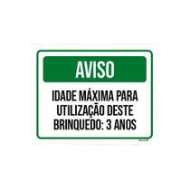 Kit 5 Placas Aviso Idade Máxima Utilização Brinquedo 3 Anos