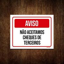 Kit 5 Placas Aviso Não Aceitamos Cheques De Terceiros