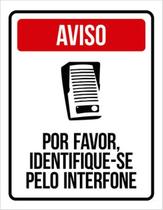 Kit 5 Placas Aviso Por Favor Identifique-Se Interfone 36X46