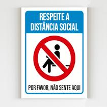 kit 5 Placas aviso respeite a distancia social não sente