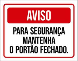 Kit 5 Placas Aviso Segurança Mantenha Vermelho Portão 36X46