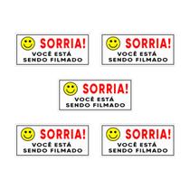 Kit 5 Placas Aviso Sorria Você Está Sendo Filmado 200x100x1,00mm Jonisan