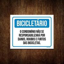 Kit 5 Placas Bicicletário Condomínio Roubos Bicicletas