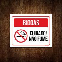 Kit 5 Placas - Biogás Cuidado Não Fume