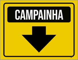 Kit 5 Placas Campainha Amarela Seta Para Baixo 36X46