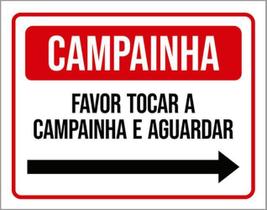 Kit 5 Placas Campainha Favor Tocar Aguardar Seta Direita
