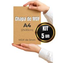 Kit 5 Placas Chapas Mdf Cru 3mm 21x30 A4 Artesanato Quadro Kit 5 Placas Chapas Mdf Cru 3mm 21x30 A4 Artesanato Quadro