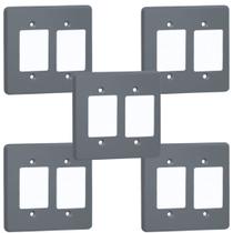 Kit 5 Placas Cinza 4x4 Para 6 Interruptores Pial 8533