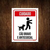 Kit 5 Placas Cuidado Cão Bravo E Antissocial