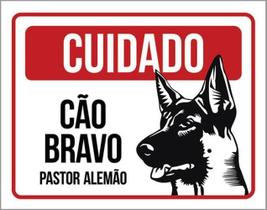 Kit 5 Placas Cuidado Cão Bravo Pastor Alemão 36X46