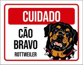 Kit 5 Placas Cuidado Cão Bravo Rottweiler 36X46