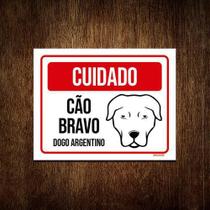 Kit 5 Placas Cuidado Cão Cachorro Bravo Dogo Argentino