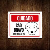 Kit 5 Placas Cuidado Cão Cachorro Bravo Dogo Argentino