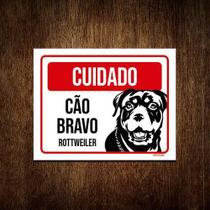 Kit 5 Placas Cuidado Cão Cachorro Bravo Rottweiler