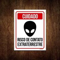 Kit 5 Placas Cuidado Risco De Contato Extraterrestre