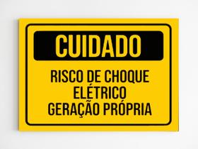 kit 5 Placas de aviso choque elétrico geração própria mdf