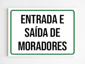 Kit 5 Placas de aviso entrada e saida de moradores a4 mdf