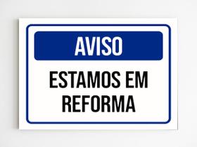 kit 5 placas de aviso estamos em reforma sinalização mdf