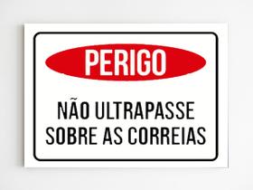 kit 5 placas de aviso não ultrapasse sobre as correias mdf