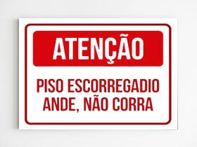 kit 5 Placas de aviso piso escorregadio ande não corra mdf