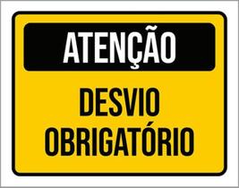 Kit 5 Placas De Sinalização - Atenção Desvio Obrigatório
