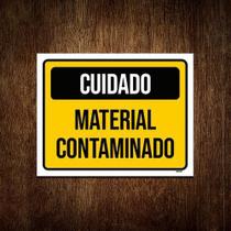 Kit 5 Placas De Sinalização Cuidado Material Contaminado