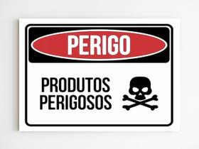 Kit 5 Placas de sinalização perigo produtos perigosos mdf