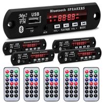 kit 5 Placas Decodificadora 5v a 12v Usb Mp3 Fm Aux Bt Rádio P/ Amplificador Caixa Ativa Controle - Prime