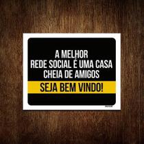 Kit 5 Placas Decorativa A Melhor Rede Social Seja Bem Vindo