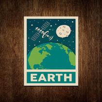 Kit 5 Placas Decorativa Espaço - Planeta Terra Earth