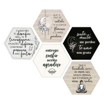 Kit 5 Placas Decorativas Hexágonos 25x22 Frases Motivacionais Você Escolhe