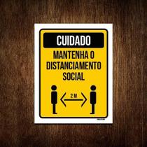 Kit 5 Placas Distanciamento Social Cuidado Mantenha