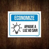 Kit 5 Placas Economize Apague A Luz Ao Sair - Sinalico.Com