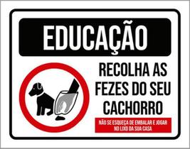 Kit 5 Placas Educação Recolha As Fezes Do Seu Cachorro 36X46