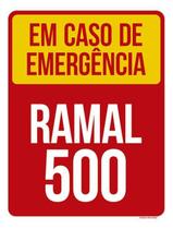 Kit 5 Placas Em Caso Emergência Ramal 500 Vermelha 36X46