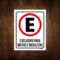 Kit 5 Placas Estacionamento Exclusivo Motos Bicicletas
