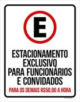 Kit 5 Placas Estacionamento Funcionários E Convidados 36X46