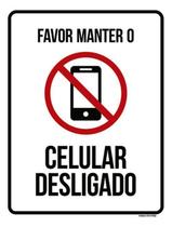 Kit 5 Placas Favor Manter Celular Desligado Ícone 36X46