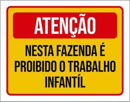 Kit 5 Placas Fazenda Proibido Trabalho Infantil 36X46