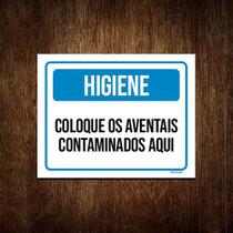 Kit 5 Placas Higiene Coloque Aventais Contaminados Aqui - Sinalico