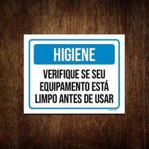 Kit 5 Placas Higiene Verifique Equipamento Está Limpo Kit 5 Placas Higiene Verifique Equipamento Está Limpo