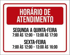 Kit 5 Placas Horário Atendimento Segunda Quinta Sexta 36X46